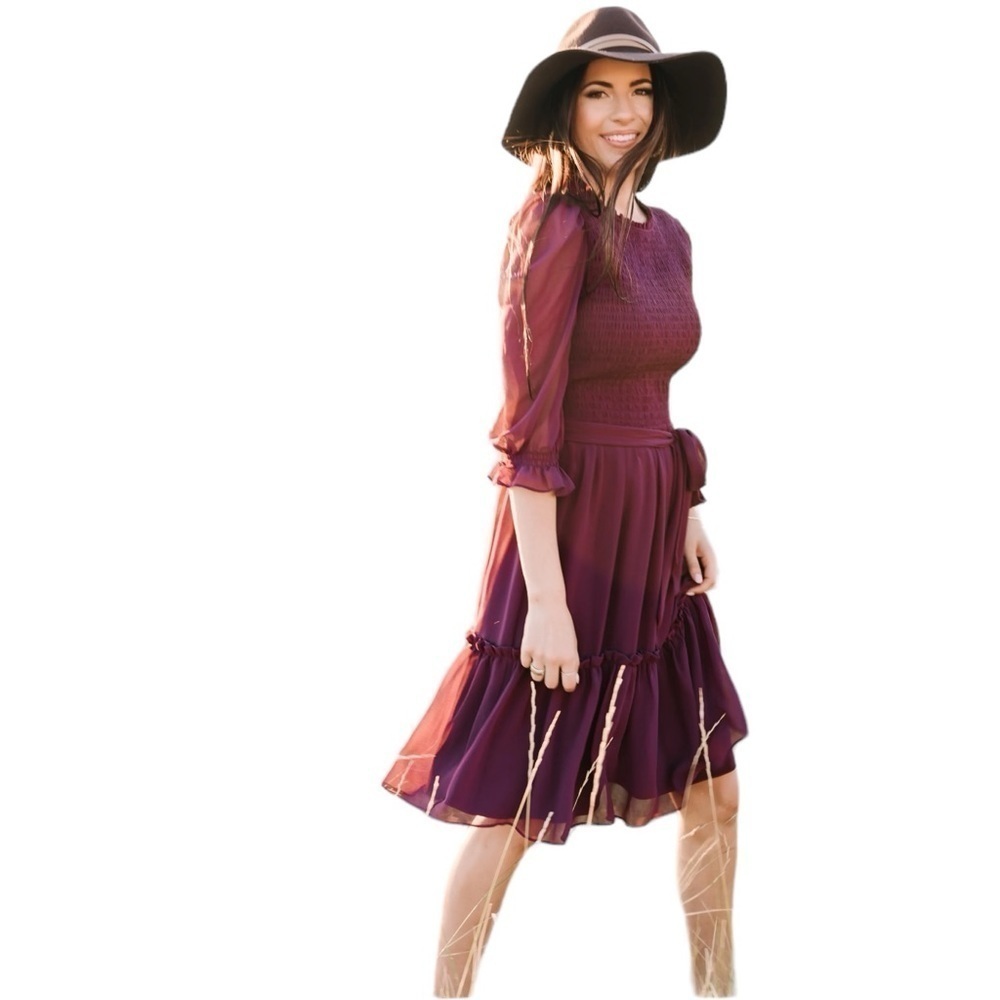 Rachel Parcell‎ Purple Nectar Smocked Tie Waist Dress - Picture 11 of 12
